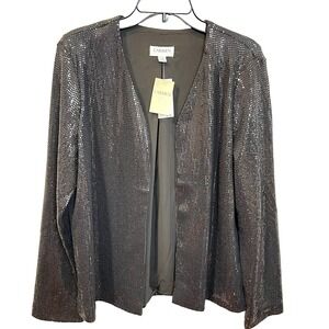 Carmen Marc Valvo Women's M Open Front Sequin Holiday Evening Jacket Blazer